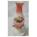 Vtg Hobnail Milk Glass Floral Lamp
