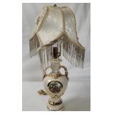 Vtg Ceramic Table Lamp W/ Shade