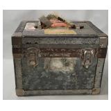 Vtg Galvanized Metal Storage Trunk