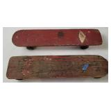 2 Vtg Metal Wheel Small Skateboards