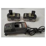 Ryobi 18v Battery Charger W/ 2 Batteries