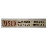 Vtg Large Wood Sign - Used Washers Dryers Etc.
