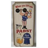 Vtg Pabst Blue Ribbon Wood Sign