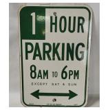 One Hour Parking Metal Street Sign