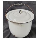 1940's Porcelain Enamel Covered Pot