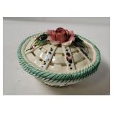 Hand Painted Ceramic Weaved Basket Italy
