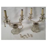 2 Vtg Crystal Candelabra Table Lamps
