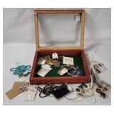 Display Case W/ Costume Jewelry