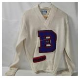 Vtg Letterman Sweater W/ B Patch