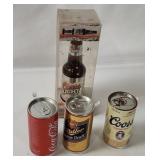 4 Nascar Diecasts In Beer/ Coke Containers