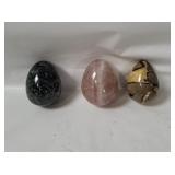 3 Art Glass Eggs