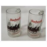 2 Budweiser Clydesdale Glass Mugs