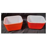 2 Pyrex Primary Red Refrigerator Dishes