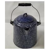 Vtg Speckled Enamelware Kettle