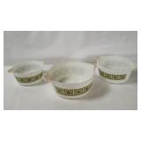 3 Vtg Pyrex Verde Casserole Dishes