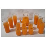 1960's Blendo Frosted Glass Pitcher & Glasses