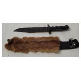 Bk927 Hunting Knife W/ Fur Sheath