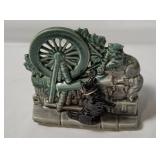 Vtg Mc Coy Spinning Wheel Dog & Cat Planter