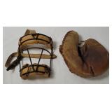 Vtg Rawlings Catchers Mask & Wilson Mitt