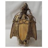 Vtg Slag Glass Hanging Light Fixture