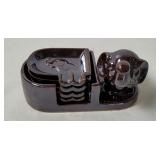 Vtg Ceramic Elephant Ashtrays Occupied Japan