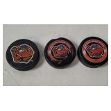 3 Lake Erie Otters Hockey Pucks