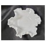 Vtg Fenton Ruffled Hobnail Candy Dish