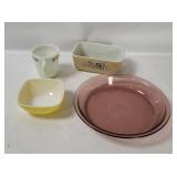 4 Vtg Pyrex Dishes - Pie Plate & More