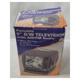 Vtg Electro Portable 5' B&w Tv W/ Radio