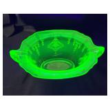 Vtg Uranium Glass Relish Dish