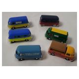 6 Small Plastic V W Buses
