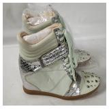 New Boutique 9 Silver Wedge Booties Size 8.5