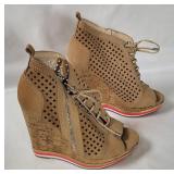 New Boutique 9 Peep Toe Wedge Booties Size 8.5