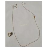 10k Gold Chain & Heart Pendant 1.2g