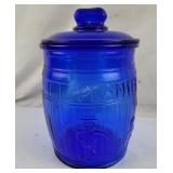 Cobalt Blue Planters Peanuts Glass Jar W/ Lid