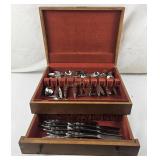 Onieda Stainless Steel Flatware Set In Wood Case