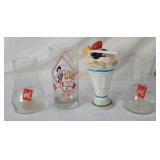 Vintage Big Boy Glasses, 7 Up & Milkshake Bank