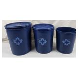 Blue Tupperware Canister Set