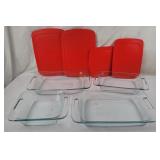 4 Pyrex Glass Baking Dishes W/ Lids