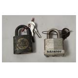 2 Padlocks W/ Keys - Master, Yale