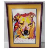 Framed Digital Pastel Pet Portrait Of Dog
