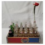 Vtg Wooden Pepsi Crate W/ Glass Bottles