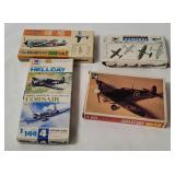 4 Warplane Model Kits - Samurai, Shoki, Spitfire