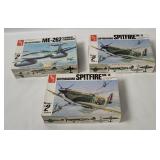 3 Amt Model Kits 1/72 - Spitfire, Me-262