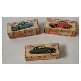 3 Vtg Norev Miniature Diecast Cars In Boxes