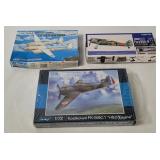 3 Model Warplane Kits - P-38j, Fw190a, Fk-58c.1