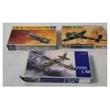 3 Model Warplane Kits - Dornier, Piper, La-5