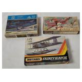3 Warplane Model Kits - Matchbox, Airfix, Rmm