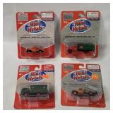4 Mini Metals Vehicles - Chevy Dump Truck Etc.
