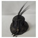 Vtg Doeskin Felt Wool Hat W/ Feathers